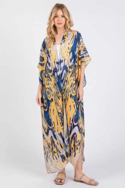 Boho Print Open Front Long Kimono - Tigbul's Variety Fashion Shop