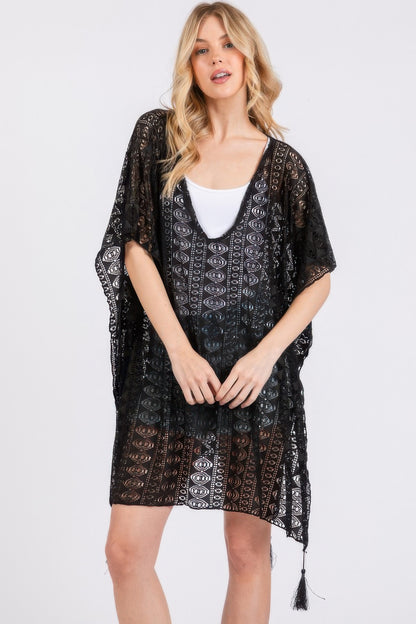 Crochet Lace Tassel Cover Up - Tigbul's Variety Fashion Shop