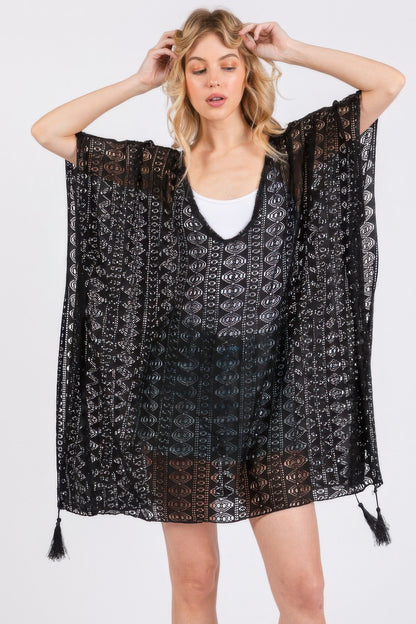 Crochet Lace Tassel Cover Up - Tigbul's Variety Fashion Shop