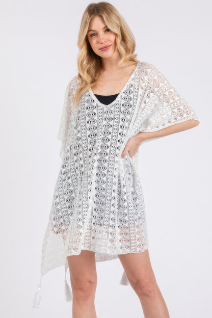 Crochet Lace Tassel Cover Up - Tigbul's Variety Fashion Shop