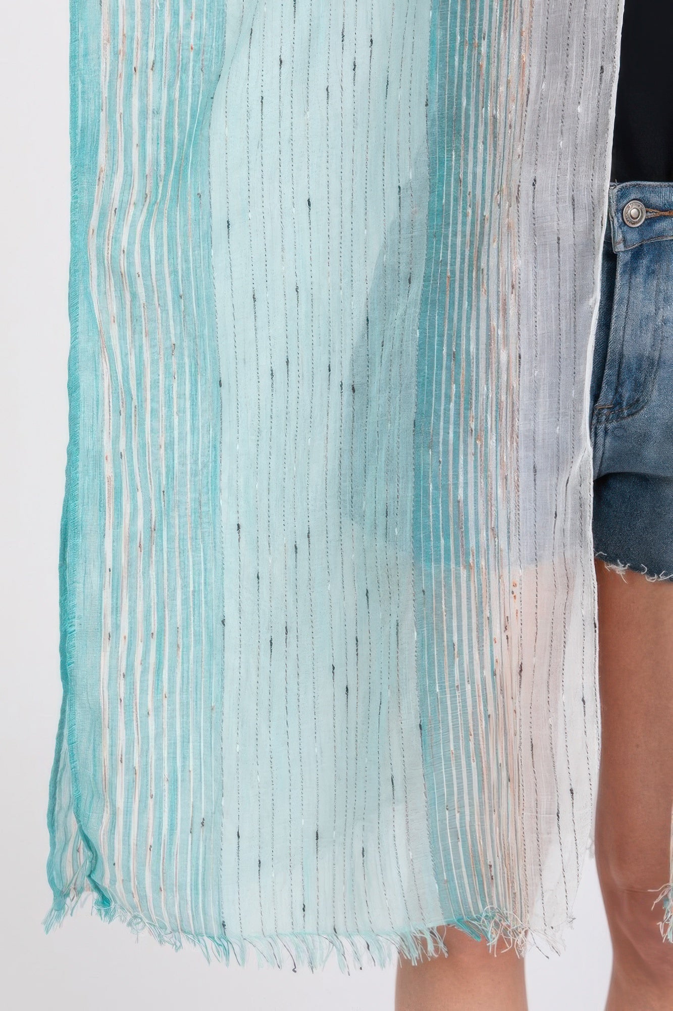 Striped Two Tone Cover Up Kimono - Tigbul's Variety Fashion Shop
