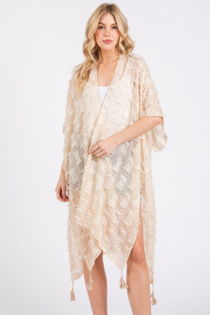 Distressed Pattern Tassel Kimono - Tigbul's Variety Fashion Shop