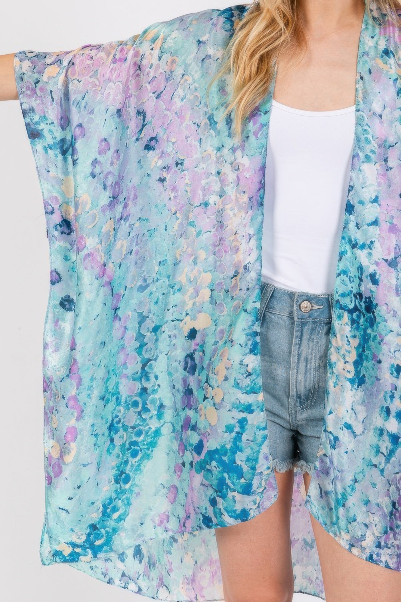 Abstract Print Silky Feel Kimono - Tigbul's Variety Fashion Shop