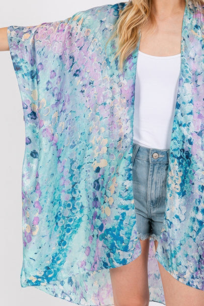Abstract Print Silky Feel Kimono - Tigbul's Variety Fashion Shop