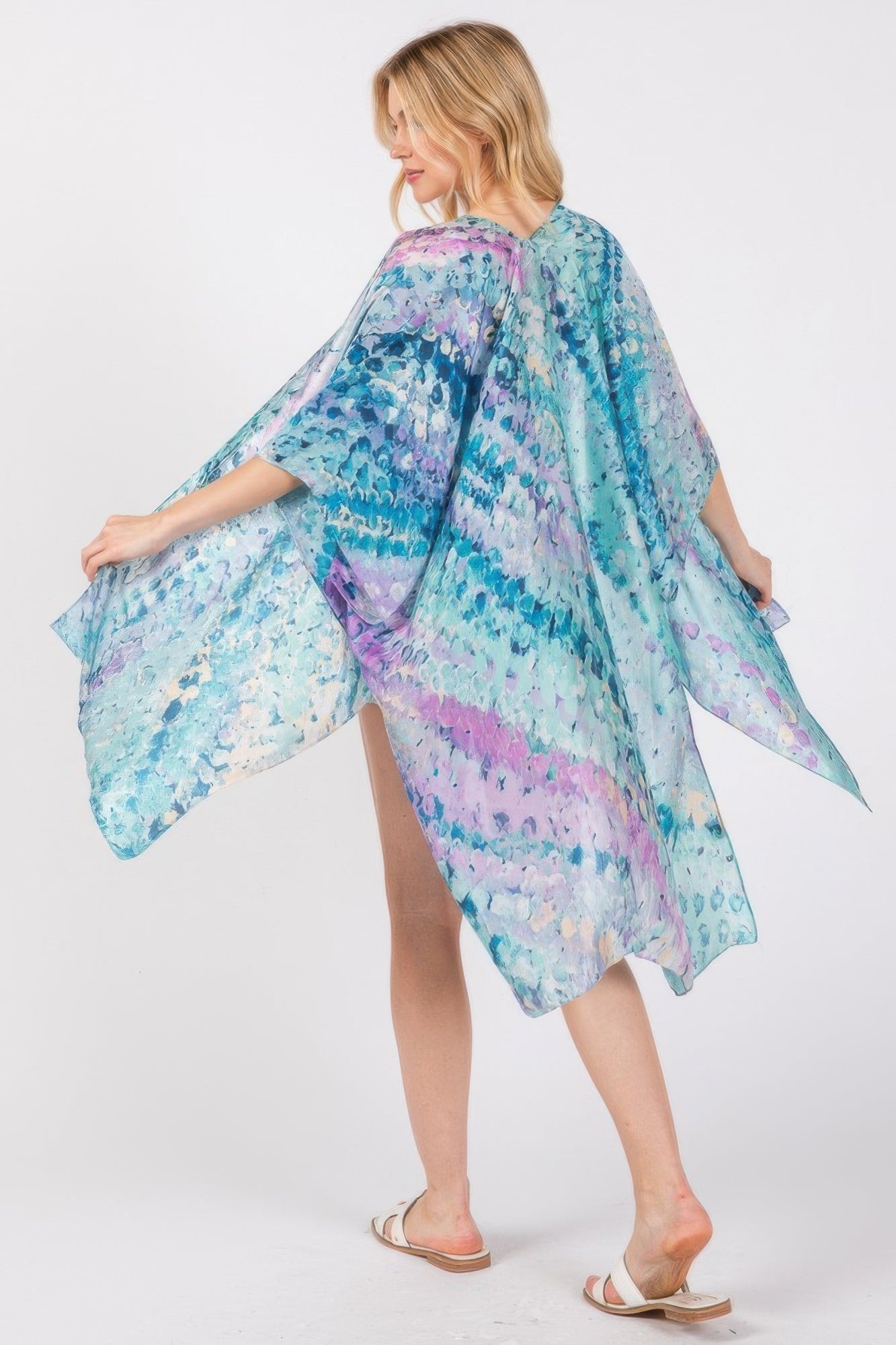 Abstract Print Silky Feel Kimono - Tigbul's Variety Fashion Shop