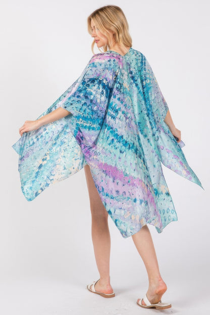 Abstract Print Silky Feel Kimono - Tigbul's Variety Fashion Shop