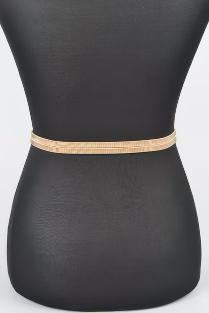 Hammered Metal Buckle Stretch Belt - Tigbul's Variety Fashion Shop