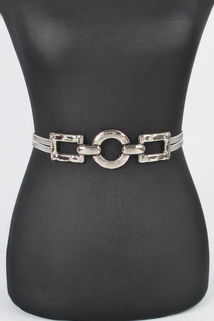 Hammered Metal Buckle Stretch Belt - Tigbul's Variety Fashion Shop