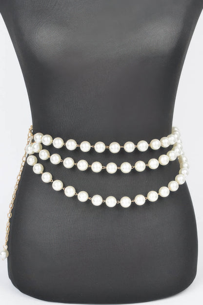 Multi Layered Pearl Chain Belt - Tigbul's Variety Fashion Shop