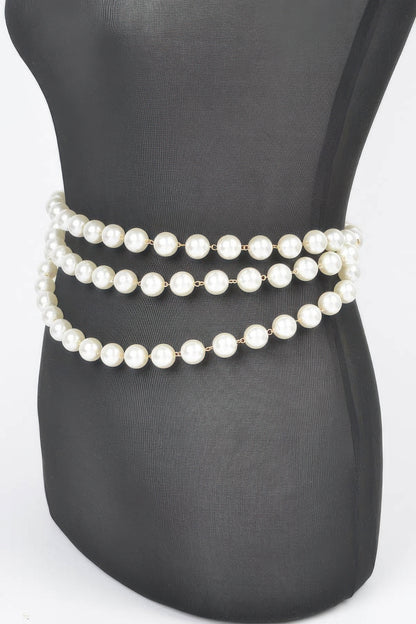 Multi Layered Pearl Chain Belt - Tigbul's Variety Fashion Shop