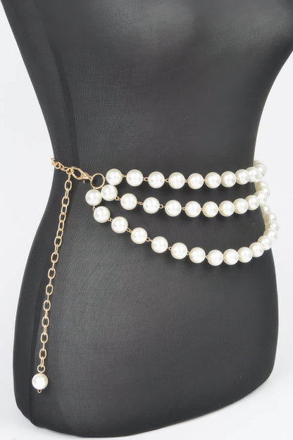Multi Layered Pearl Chain Belt - Tigbul's Variety Fashion Shop