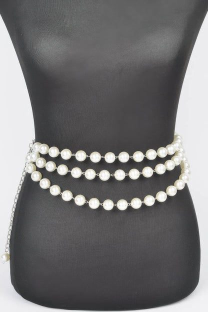 Multi Layered Pearl Chain Belt - Tigbul's Variety Fashion Shop