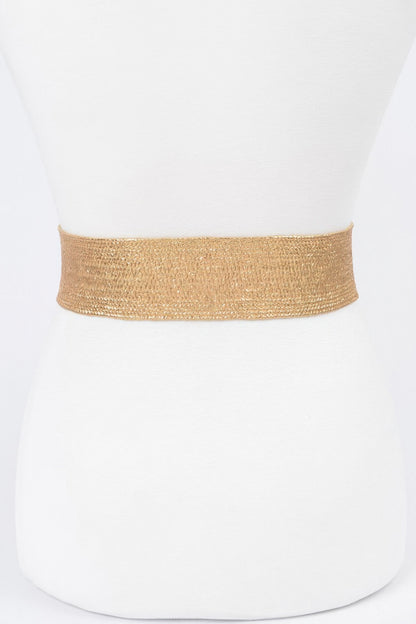 Multi Stone Metallic Straw Stretch Belt - Tigbul's Variety Fashion Shop