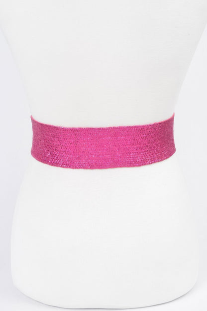 Multi Stone Metallic Straw Stretch Belt - Tigbul's Variety Fashion Shop