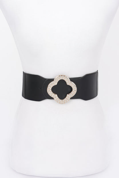 Faux Leather Metal Metal Buckle Stretch Belt - Tigbul's Variety Fashion Shop