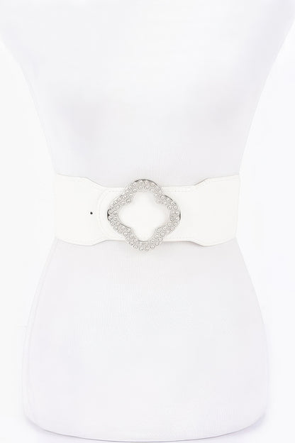 Faux Leather Metal Metal Buckle Stretch Belt - Tigbul's Variety Fashion Shop