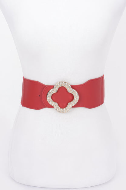 Faux Leather Metal Metal Buckle Stretch Belt - Tigbul's Variety Fashion Shop