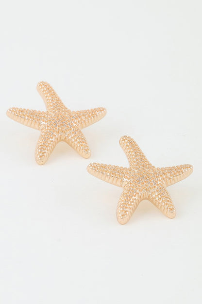 Hammered Starfish Stud Earrings - Tigbul's Variety Fashion Shop