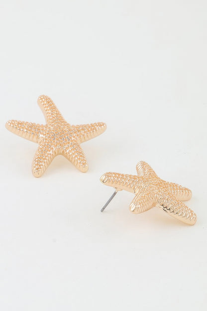 Hammered Starfish Stud Earrings - Tigbul's Variety Fashion Shop