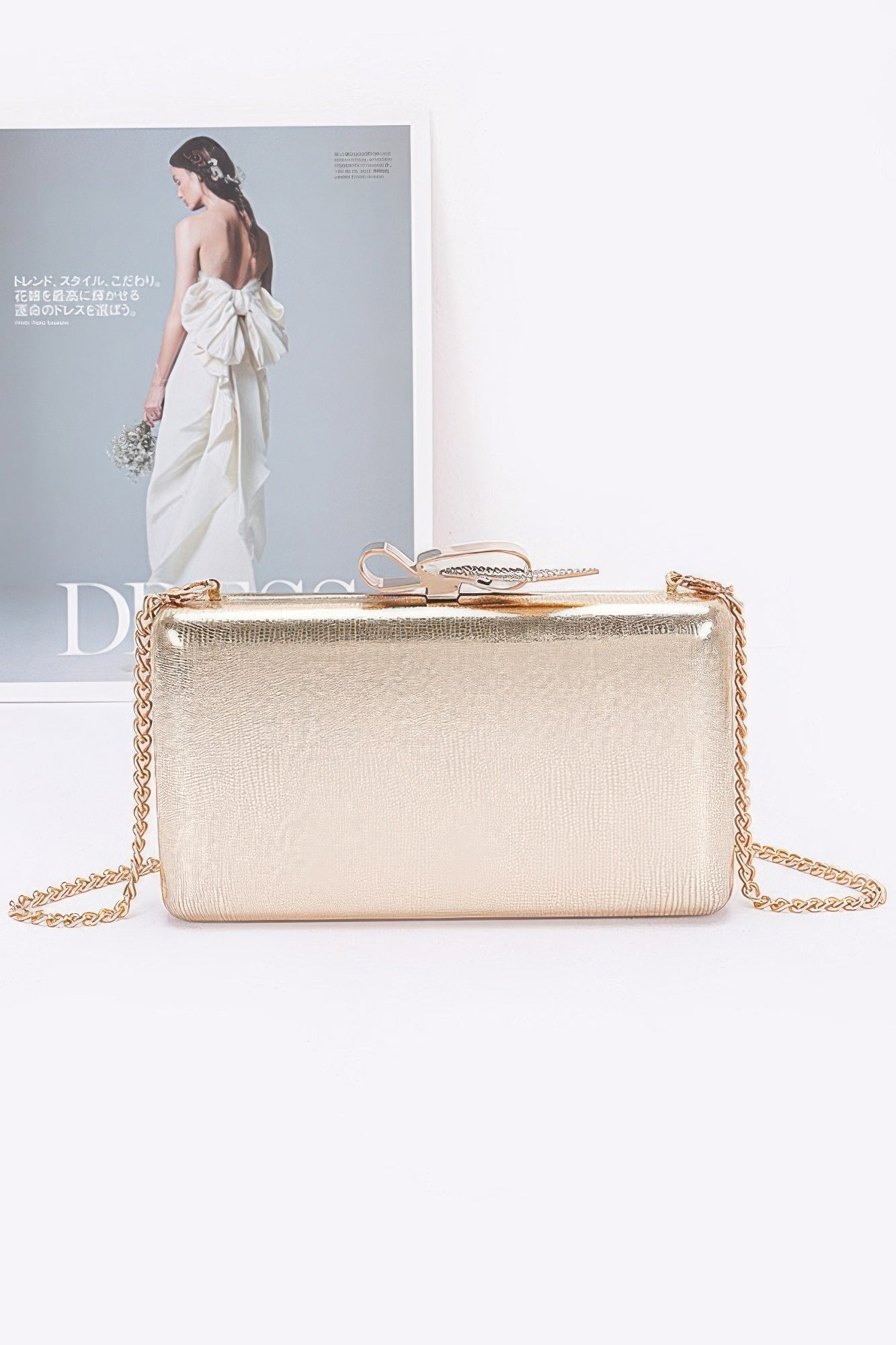 Metal Ribbon Top Case Clutch - Tigbul's Variety Fashion Shop