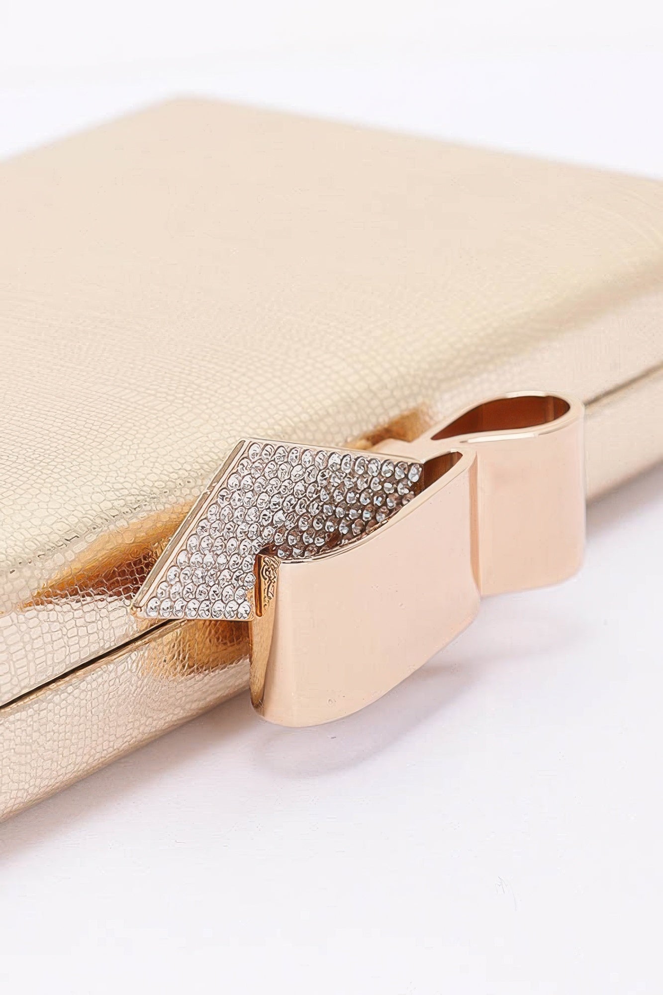 Metal Ribbon Top Case Clutch - Tigbul's Variety Fashion Shop
