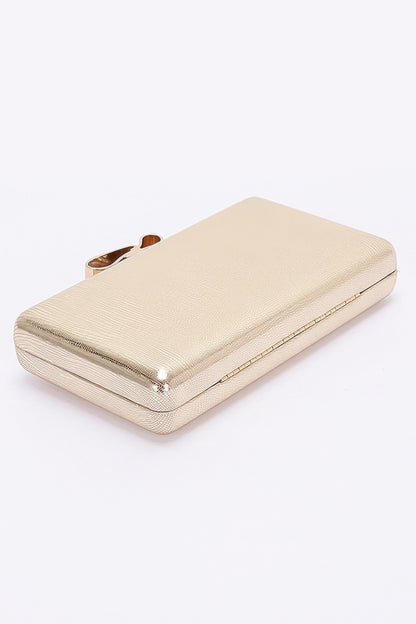 Metal Ribbon Top Case Clutch - Tigbul's Variety Fashion Shop