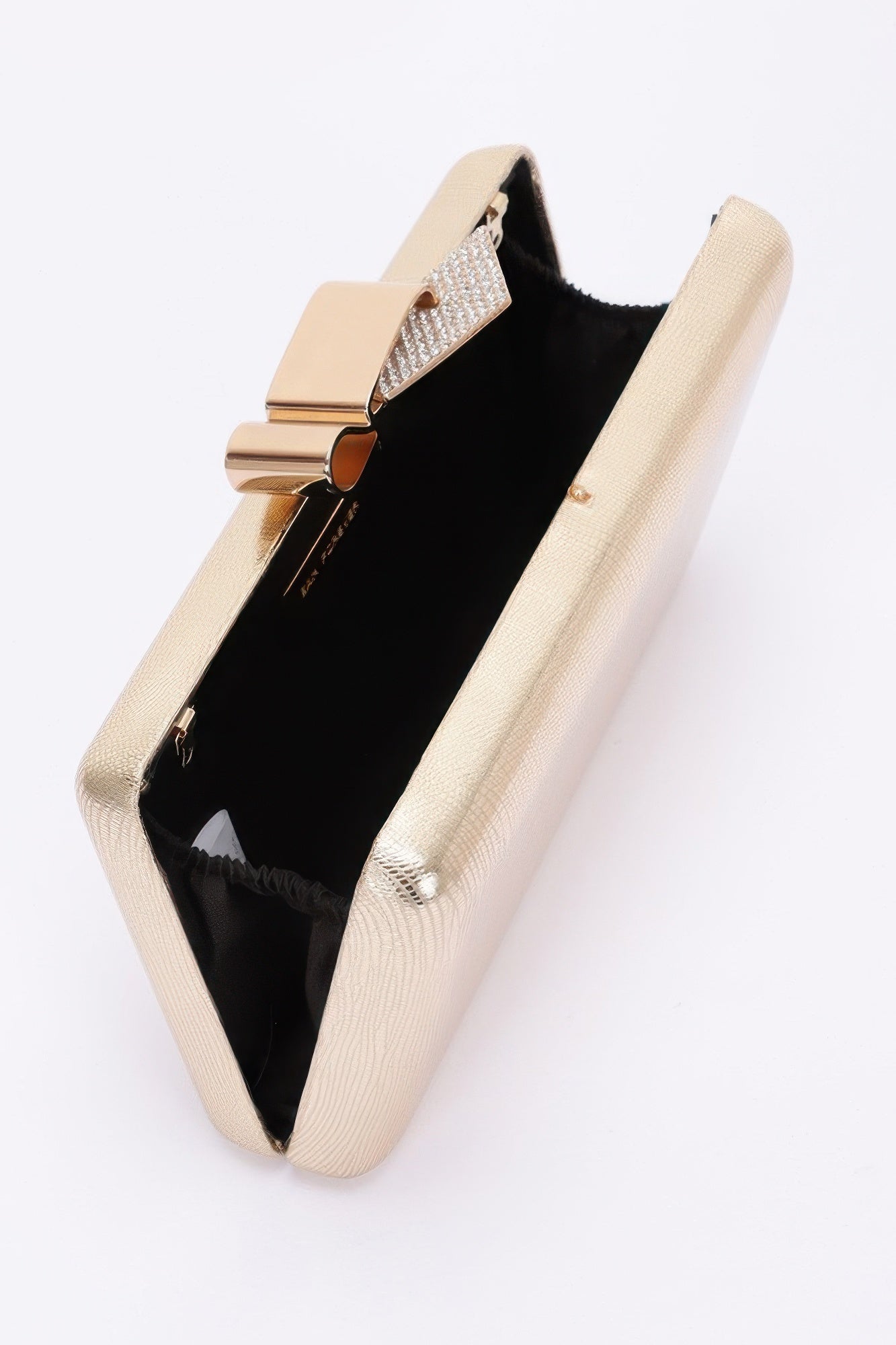 Metal Ribbon Top Case Clutch - Tigbul's Variety Fashion Shop