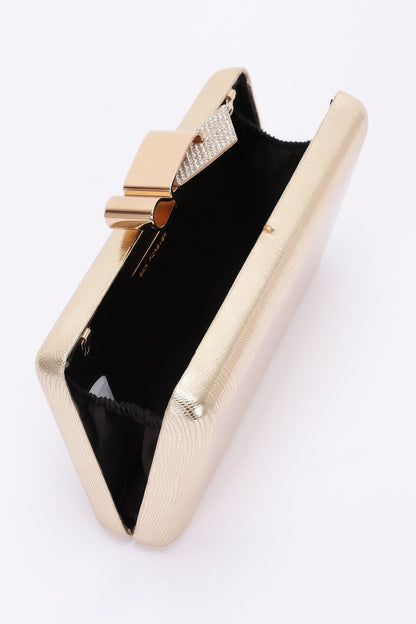 Metal Ribbon Top Case Clutch - Tigbul's Variety Fashion Shop