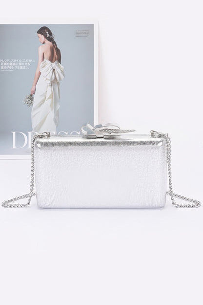 Metal Ribbon Top Case Clutch - Tigbul's Variety Fashion Shop