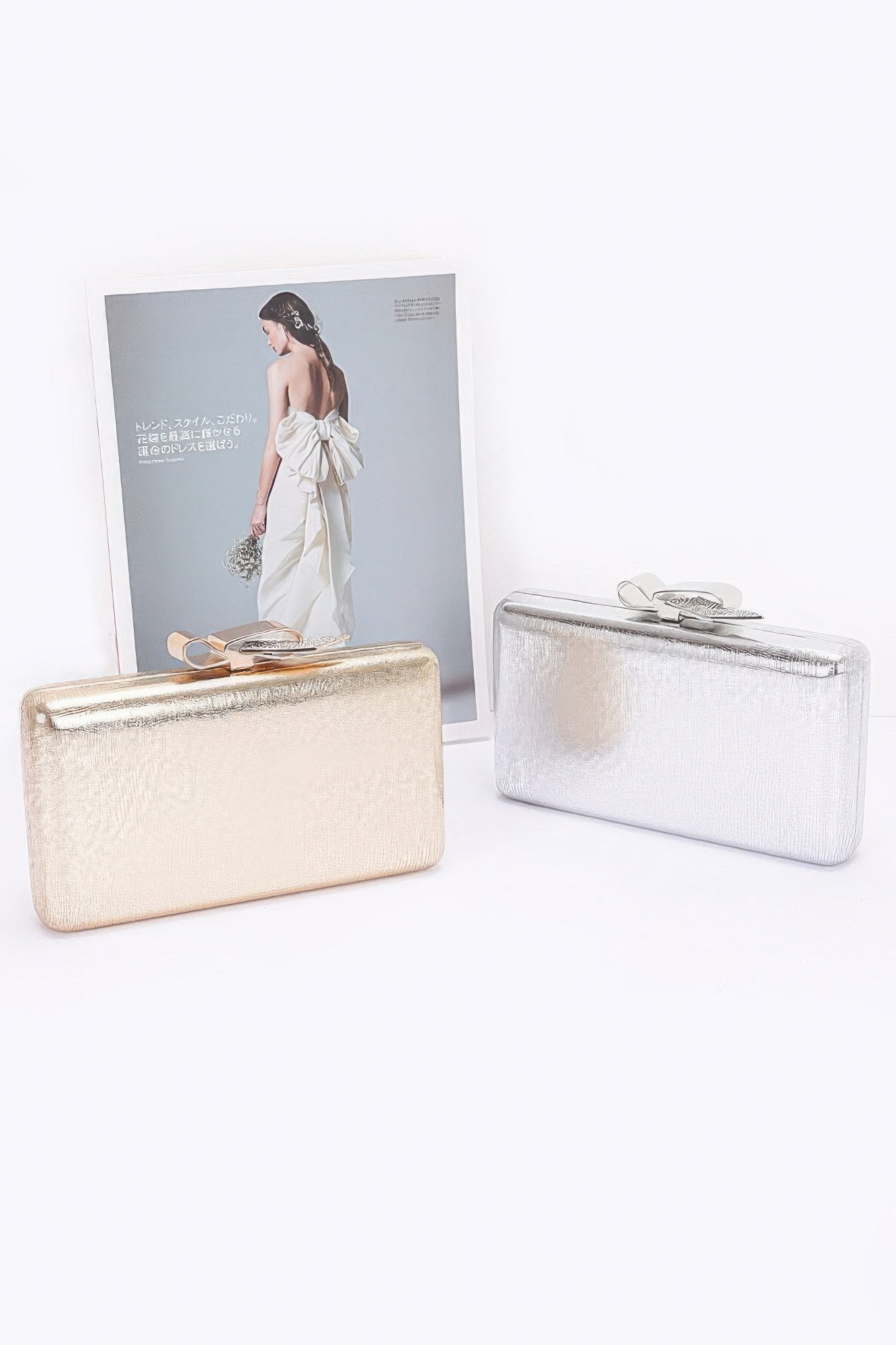 Metal Ribbon Top Case Clutch - Tigbul's Variety Fashion Shop