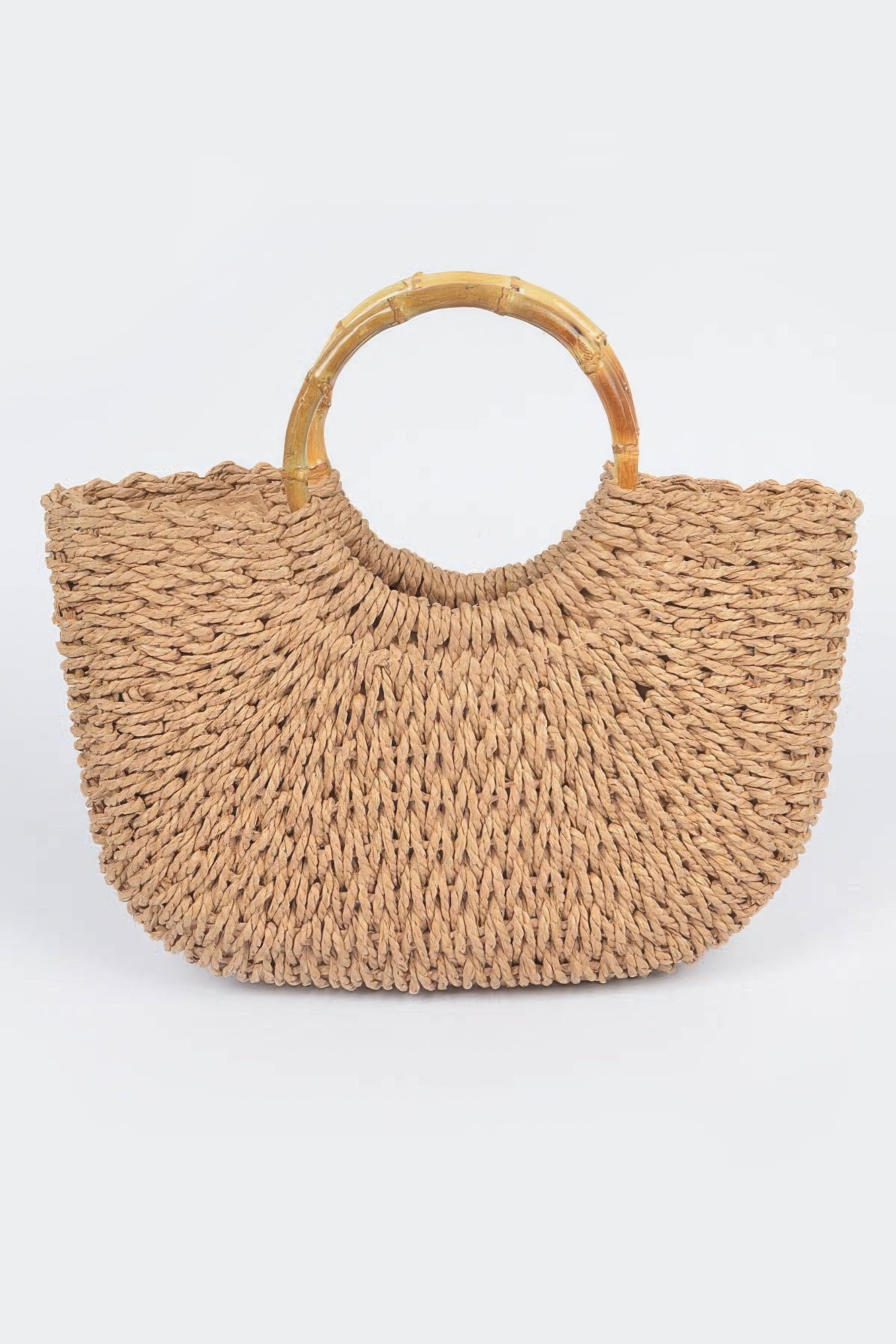 Khaki Braided Summer Clutch Tote Bag - Tigbul's Variety Fashion Shop