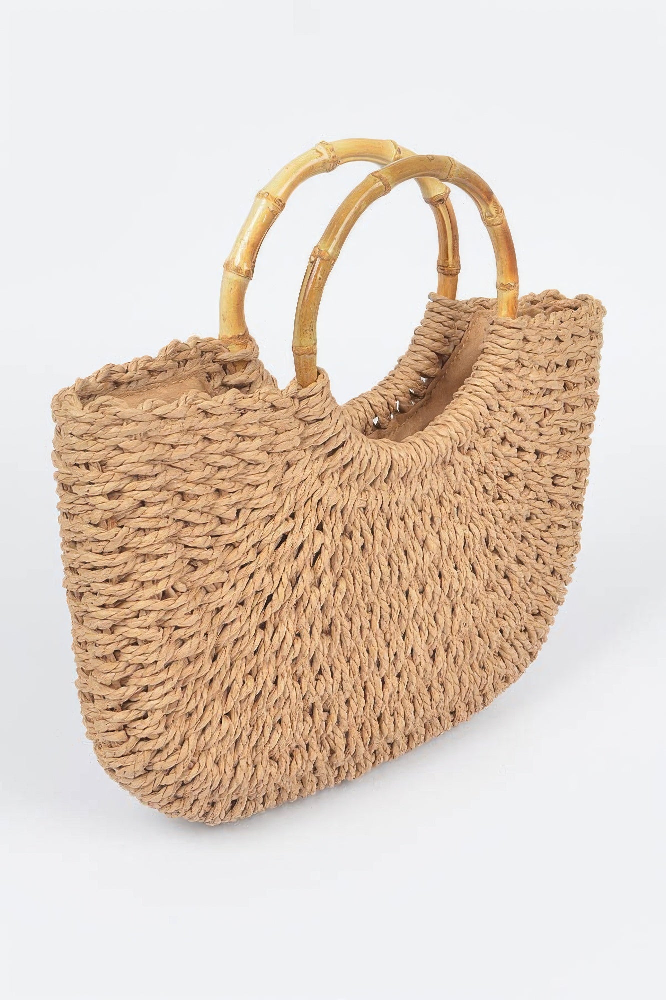 Khaki Braided Summer Clutch Tote Bag - Tigbul's Variety Fashion Shop