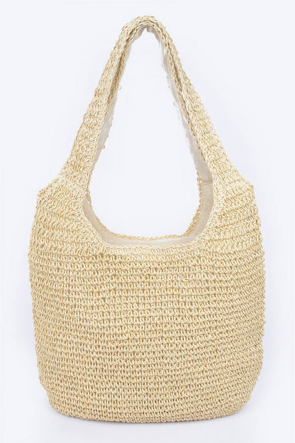 Faux Straw Hobo Bag - Tigbul's Variety Fashion Shop