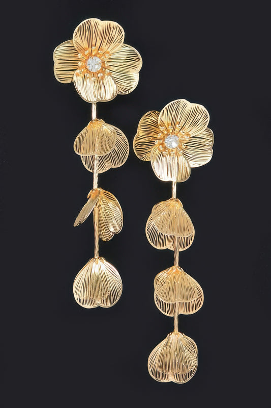 Metal Flower Fringe Earrings - Tigbul's Variety Fashion Shop