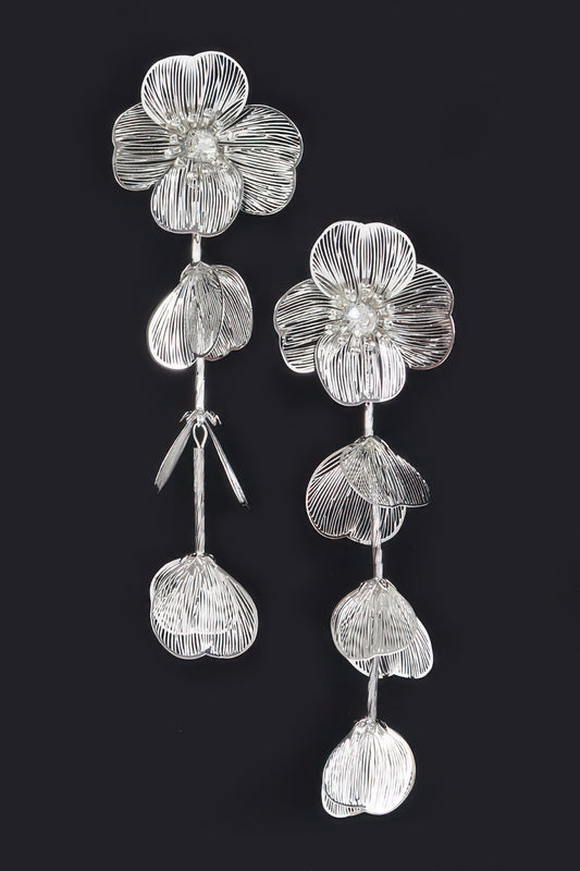 Metal Flower Fringe Earrings - Tigbul's Variety Fashion Shop