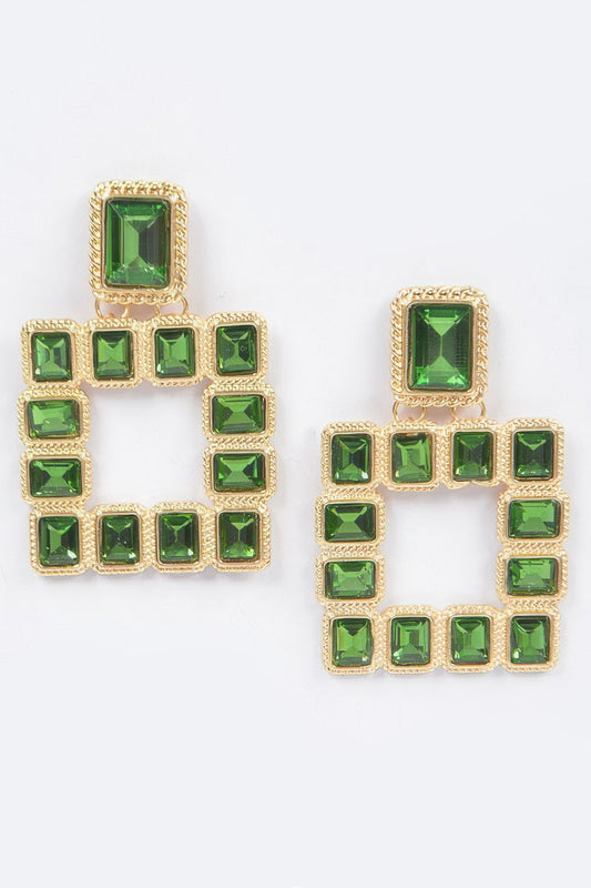 Multi Square Gemstone Earrings - Tigbul's Variety Fashion Shop