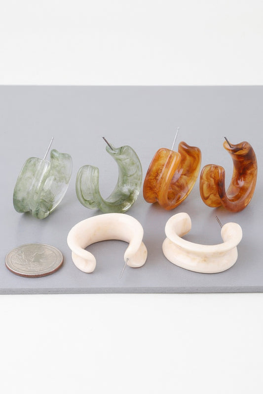 Multi Marble Stone Hoop Earrings - Tigbul's Variety Fashion Shop