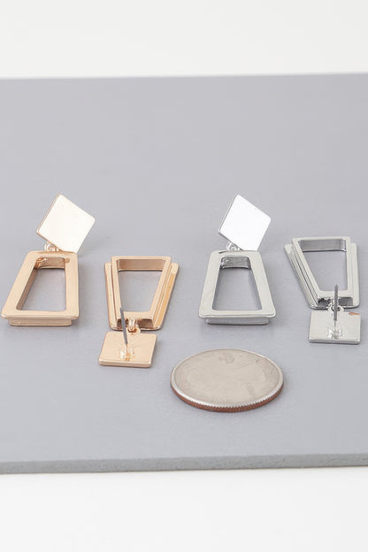 Modern Geometric Frame Drop Earrings - Tigbul's Variety Fashion Shop