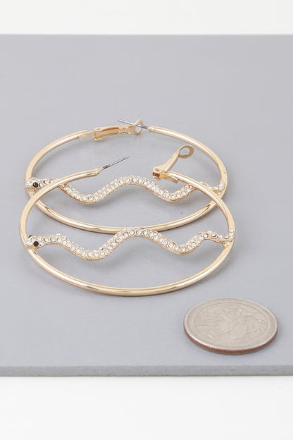 Bejeweled Snake Hoop Earrings - Tigbul's Variety Fashion Shop