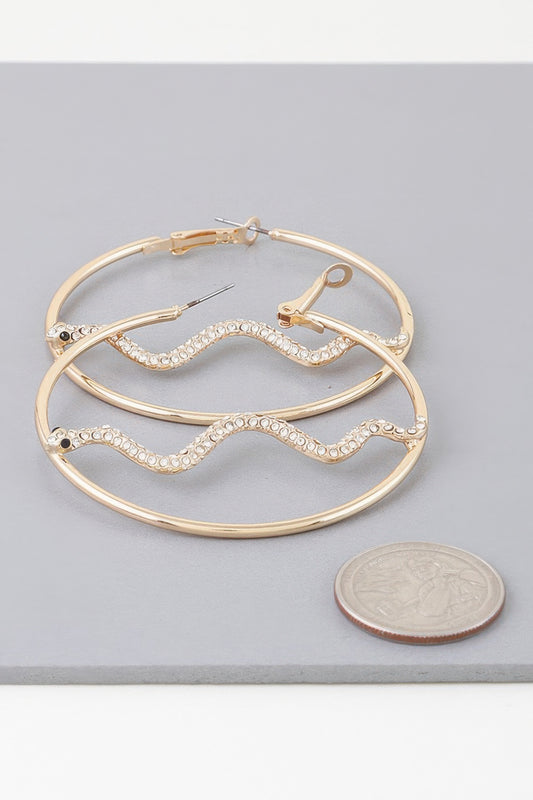 Bejeweled Snake Hoop Earrings - Tigbul's Variety Fashion Shop