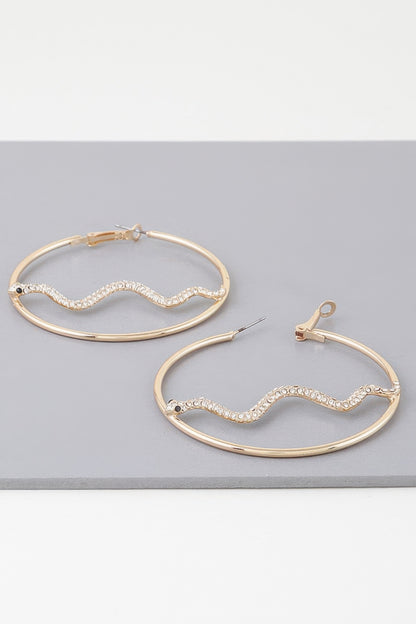 Bejeweled Snake Hoop Earrings - Tigbul's Variety Fashion Shop
