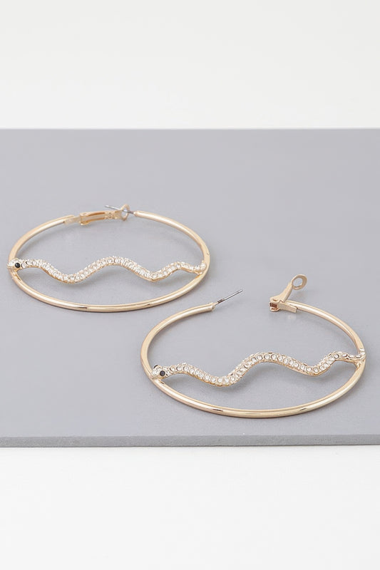Bejeweled Snake Hoop Earrings - Tigbul's Variety Fashion Shop