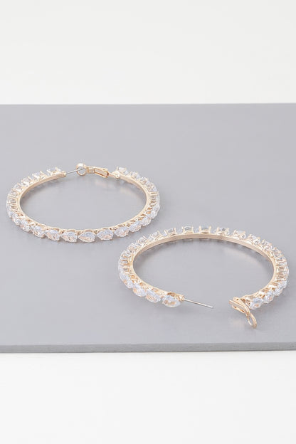 Teardrop Bejeweled Hoop Earrings - Tigbul's Variety Fashion Shop
