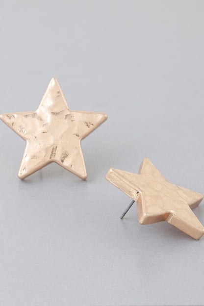 Gold Color Star Indented Earrings - Tigbul's Variety Fashion Shop