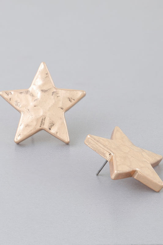 Gold Color Star Indented Earrings - Tigbul's Variety Fashion Shop
