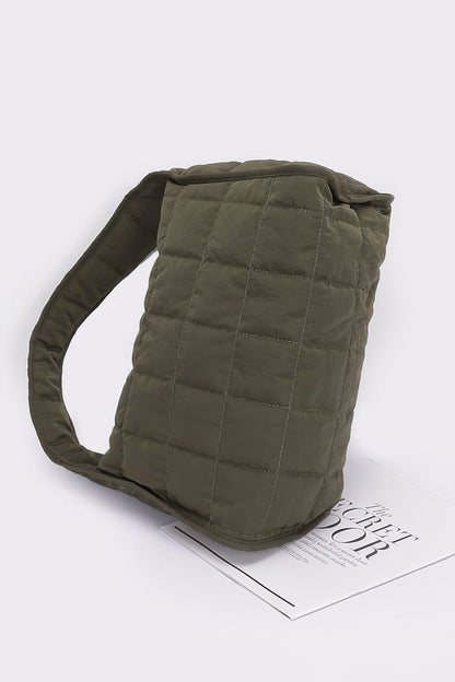 Quilted Nylon Shoulder Bag - Tigbul's Variety Fashion Shop