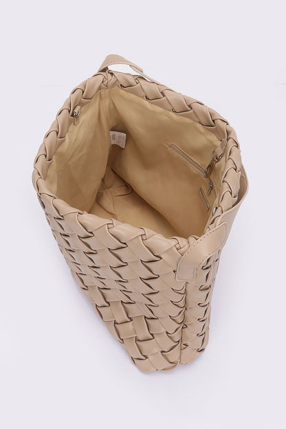 Faux Leather Braided Embossed Hobo Bag - Tigbul's Variety Fashion Shop