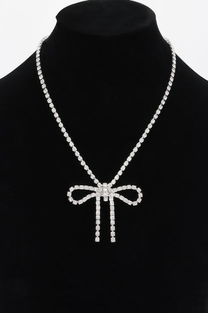Rhinestone Bow Necklace - Tigbul's Variety Fashion Shop
