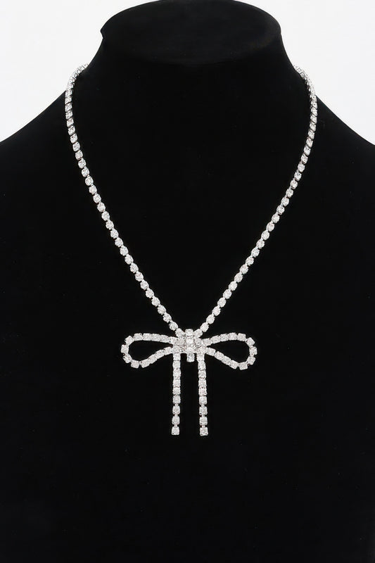 Rhinestone Bow Necklace - Tigbul's Variety Fashion Shop