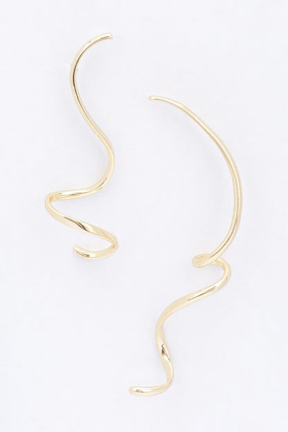 Gold Plated Metal Twist Dangle Earrings - Tigbul's Variety Fashion Shop